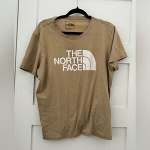 The North Face Khaki Tee with White Logo